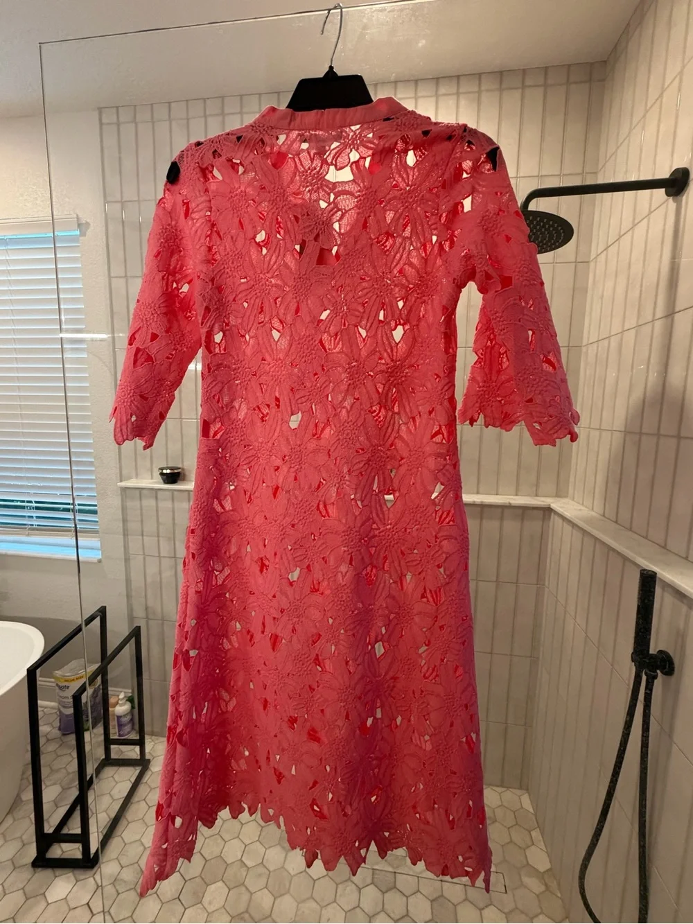 ANTONIO MELANI Hot Pink Crochet V-Neck Swim Coverup - Picture 5 of 6